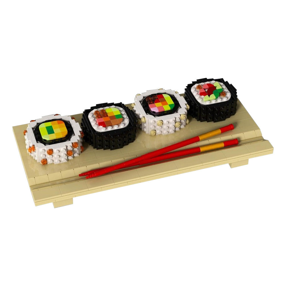 【高砖零件】日本美食寿司卷寿司板食物MOC-230380拼装积木玩具
