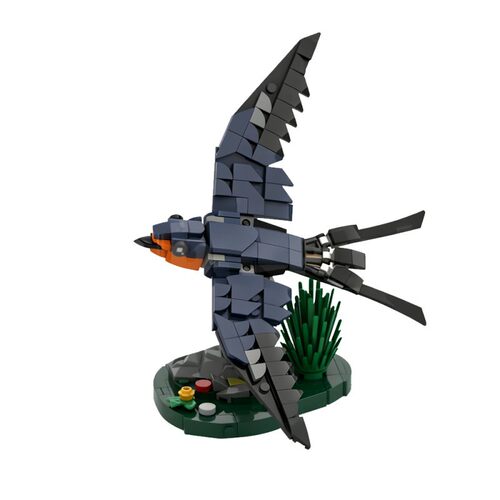 【高砖零件】家燕飞翔的燕子鸟类动物模型MOC-256899拼装积木玩具