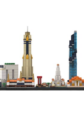 【高砖零件】泰国曼谷天际线建筑景观摆件MOC-240101拼装积木玩具