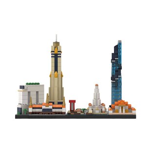 【高砖零件】泰国曼谷天际线建筑景观摆件MOC-240101拼装积木玩具
