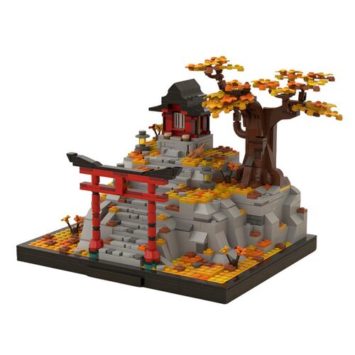 【高砖零件】日本山中神社寺庙秋日圣地MOC-241538拼装积木玩具