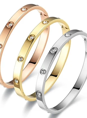 不锈钢跨境不掉色手镯简约时尚尽显高级感女搭配爆款华越情侣手饰