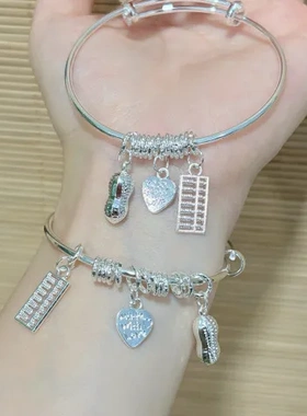 花生女手镯串珠镯子朋友算盘爱心礼物钱串子女友新款