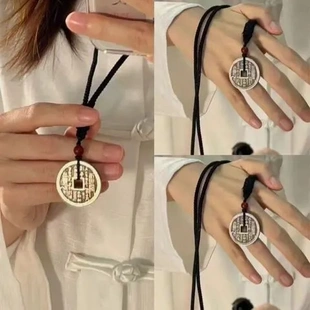 鬼花钱吊坠花钱花钱平安朱砂手工编绳山花古风钱