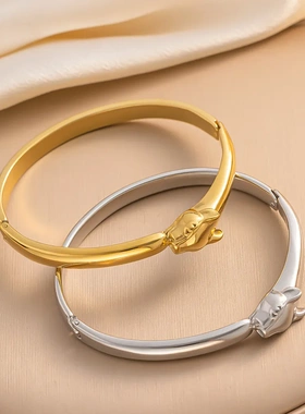 跨境欧美热销小众轻奢个性锆石豹子手镯女铜镀18K金高级感手饰