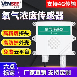 O2氧气传感器高精度室外氧气浓度检测仪RS485氧气O2变送器4 20mA
