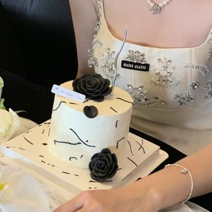 山茶花蛋糕装 山茶花蛋糕摆件 饰女神蛋糕装 饰新款