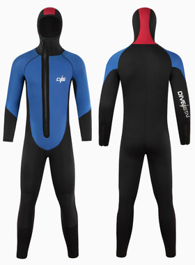 DIVESTAR新款7MM潜水服加厚加绒保暖前拉链深潜渔猎服连帽潜水服