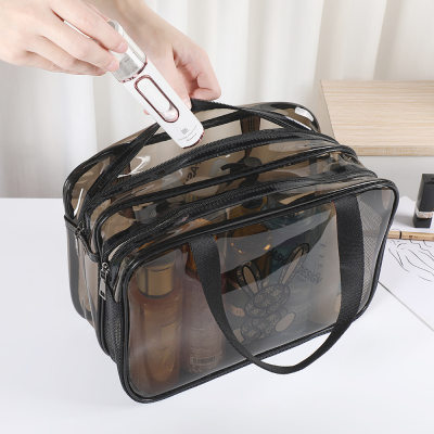 PVC双层大容量干湿分离化妆包加厚防水洗漱包游泳健身旅行收纳包