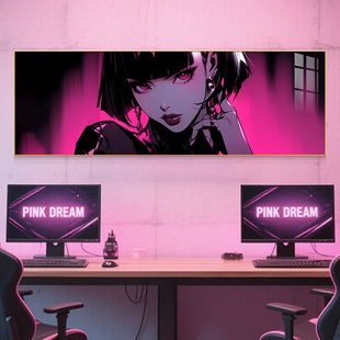 二次元动漫少女潮流装饰画电竞酒店房间壁画网红直播间背景墙挂画