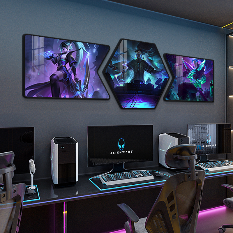 英雄联盟游戏装饰画电竞酒店房间LOL挂画网咖咖背景墙面布置壁画