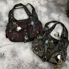 Three-Way Angel Retro Y2K Millennial Hot Girl Vintage Style Subculture European and American Street Leopard Print Single Shoulder Crossbody Bag