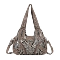 No LOGO Large Flower Carving Metal Brown Leopard Pattern