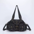Black Denim Double Pockets