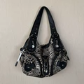 Large classic leopard print black handle without logo