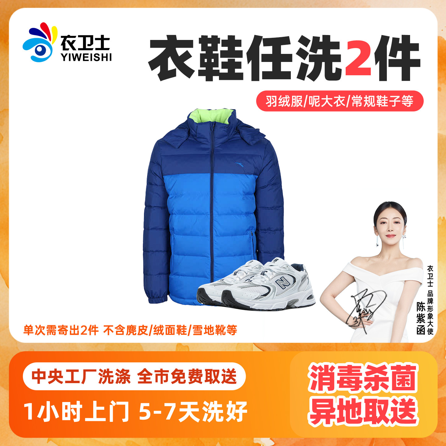 洗衣服务2件羽绒服大衣鞋子顺丰免费上门干洗水洗全国取送衣卫士