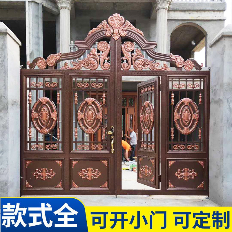 新款设计烤漆不锈钢庭院大门围栏花园欧式农村双开户外别墅大门