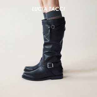 LUCIA 软牛皮休闲平跟堆堆长筒靴女 TACCI原创设计师｜25秋冬新品