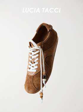 LUCIA TACCI原创设计师｜25秋冬新品牛反绒珠串工艺休闲德训鞋女