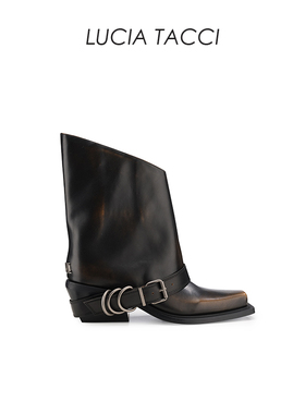 LUCIA TACCI原创设计师｜秋冬经典牛皮复古西部裤管厚底短靴女