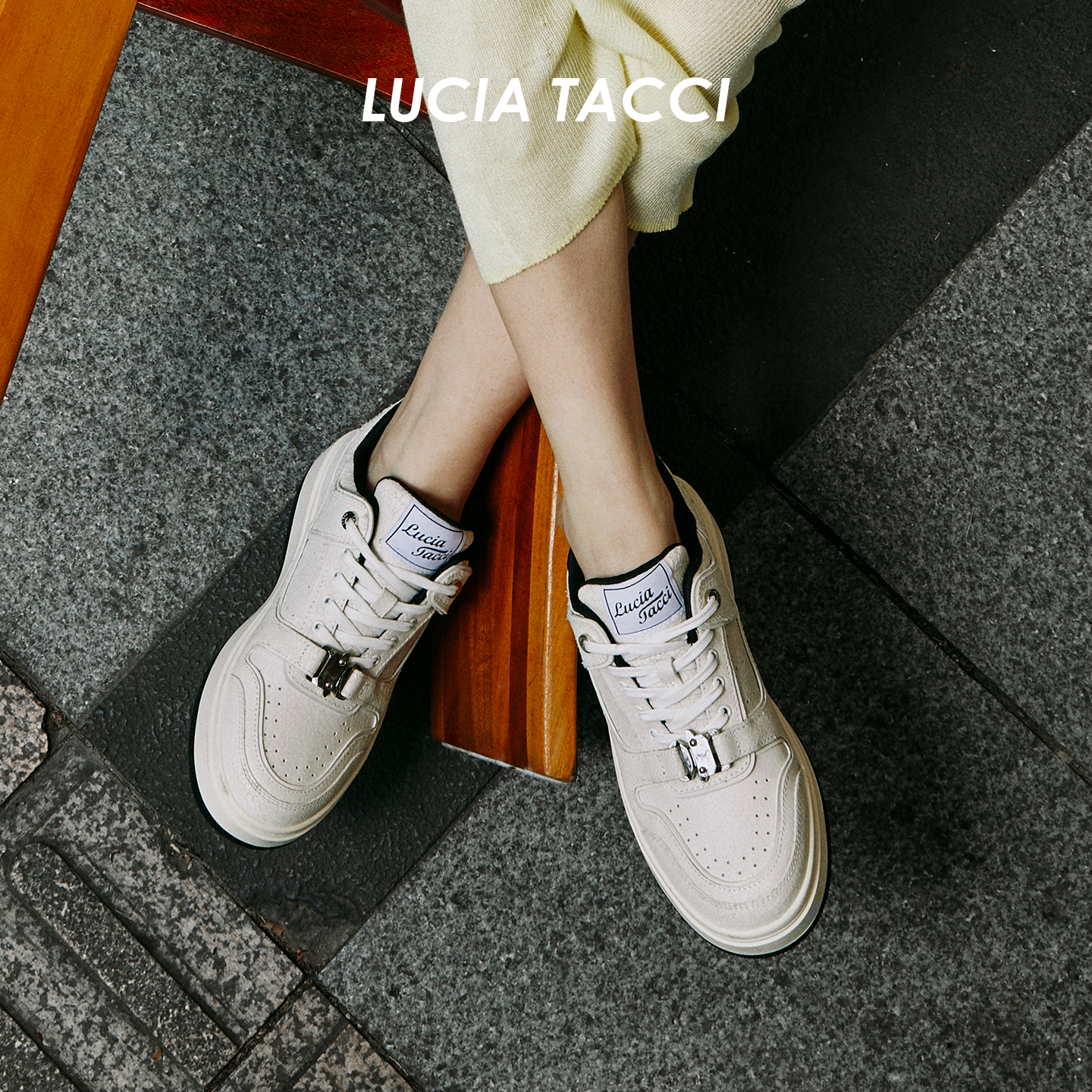 LUCIATACCI爆裂纹厚底增高板鞋