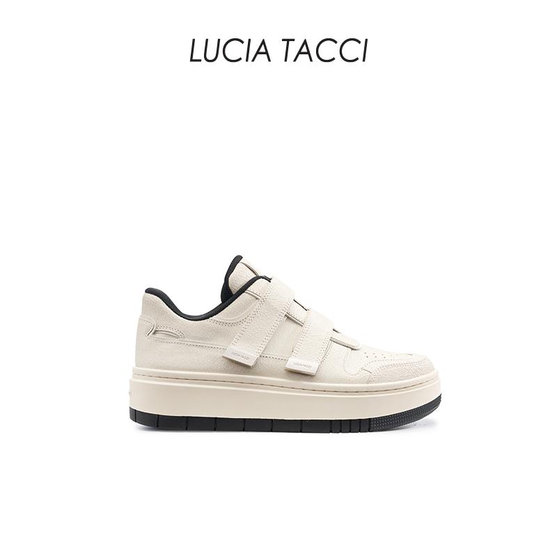 LUCIA TACCI陳麗君同款｜25春夏新品爆裂紋牛皮魔術(shù)貼增高板鞋