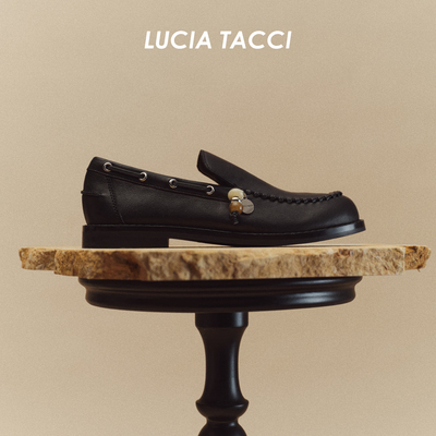 LUCIA TACCI 春夏经典牛皮质感游牧风深口小皮鞋厚底增高乐福鞋女