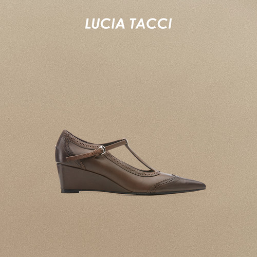 LUCIATACCI古典雕花T字带单鞋
