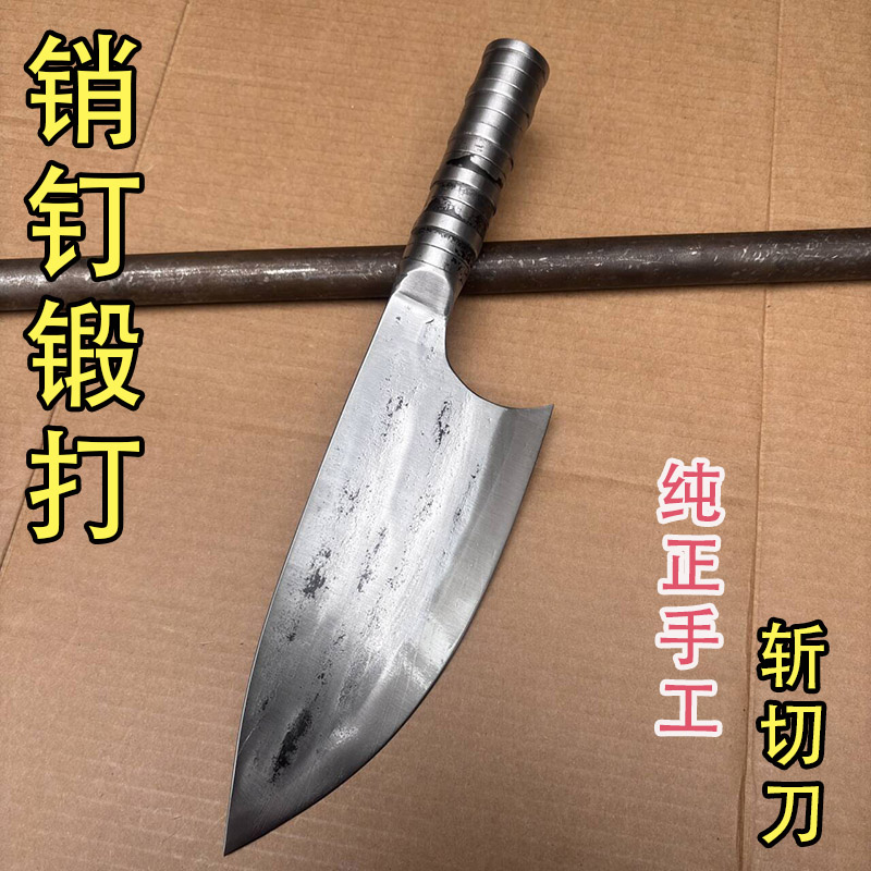 李麻子鱼头刀手工锻打斩切两用菜刀螺纹柄斩鸡鸭鹅切片肉锋利厨刀