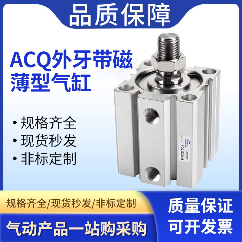 ACQ薄型大推力气动气缸ACQ125/140/160X10X20X30X50-SB带磁带外牙