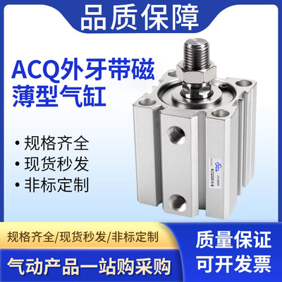 ACQ薄型大推力气动气缸ACQ125/140/160X10X20X30X50-SB带磁带外牙