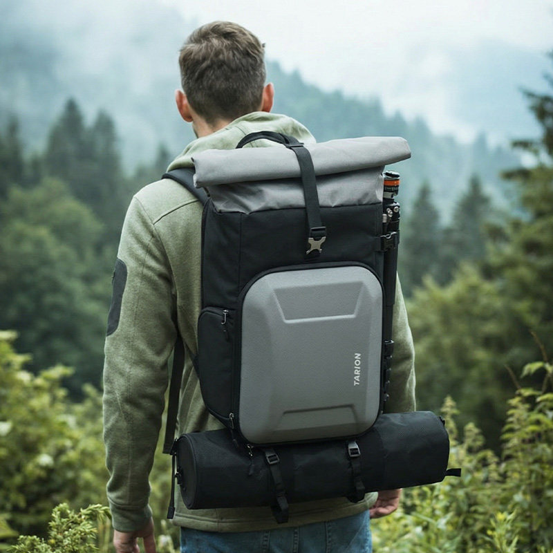 TARION 图玲珑相机包专业双肩摄影包大容量单反佳能硬壳防撞防水微单背包多功能旅行相机包XH