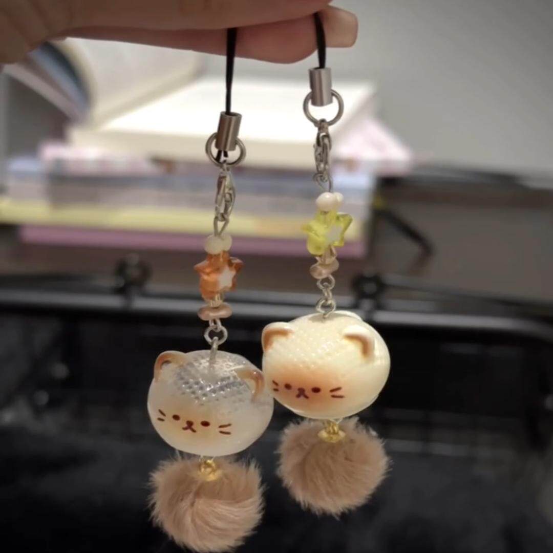 可爱小绒猫手机链包包挂饰吊坠挂件书包可爱创意卡通手机壳挂链