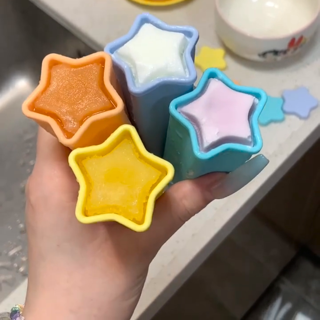 我也吃上自己做的星星雪糕啦