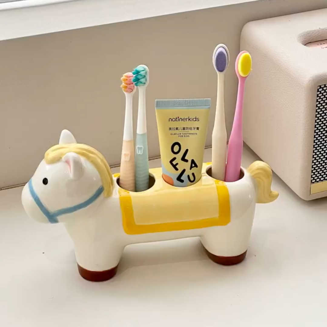 卡通小马牙刷架台面置物架3位陶瓷牙具座卫生间创意收纳牙刷底座,家庭/个人清洁工具,牙刷架/牙具座,淘宝优惠券,粉丝福利购,淘宝优惠卷