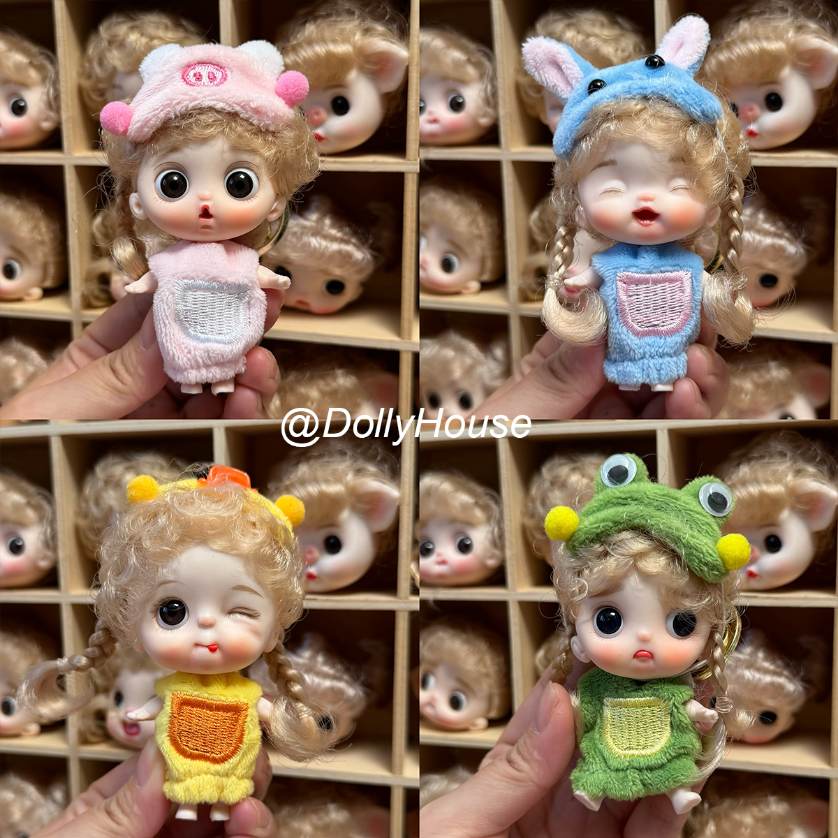 桃桃丸子/迷你掌心女孩呆萌动物卡通娃娃大眼萌娃钥匙扣挂件玩偶