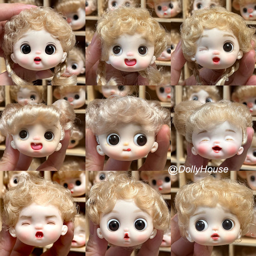 桃桃丸子DIY手绘珠手工搪胶娃娃配件 OB11平替搪胶胶皮带妆娃头