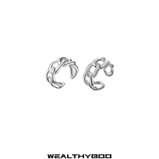 WEALTHYBOO轻奢高级感麻花戒指开口简约百搭潮酷配饰2025年新款