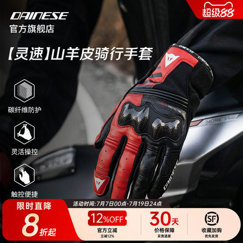 DAINESE碳纤维山羊皮骑行手套
