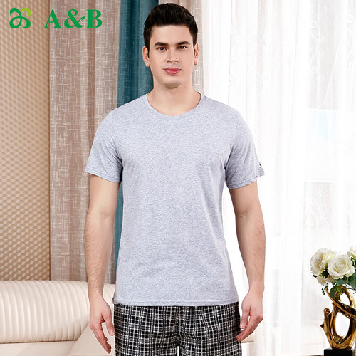 全棉圆领透气运动风宽松男士汗衫