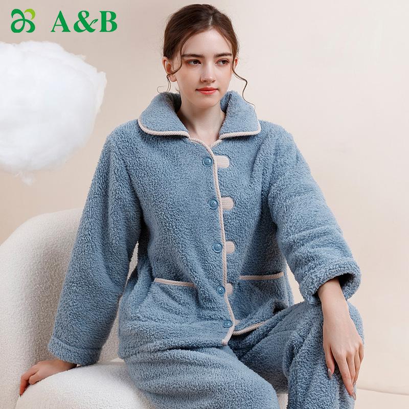 ab睡衣套装法兰绒睡衣A＆B女