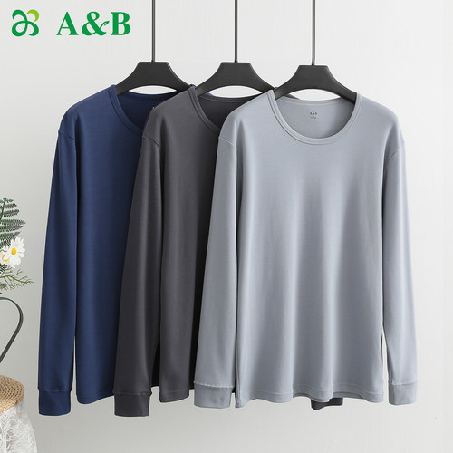 ab内衣男士纯棉刷绒圆领半高领打底单件上衣单裤R785/R786/R787