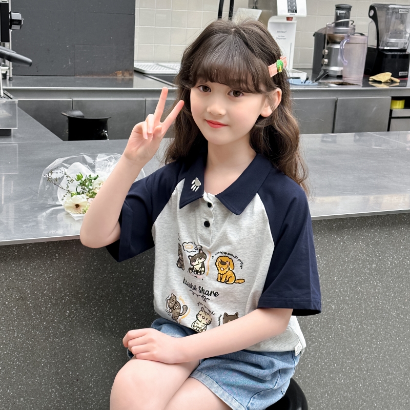 女童短袖t恤纯棉新款中大童夏装