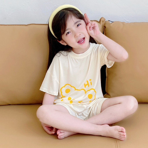 儿童睡衣夏季短袖冰丝莫代尔