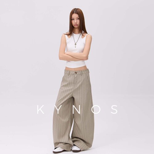 KYNOS 美式复古cleanfit撞色条纹弯刀休闲裤男女宽松百搭垂感长裤