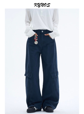 KYNOS 美式cleanfit水洗多口袋弯刀工装裤男女宽松休闲阔腿长裤子