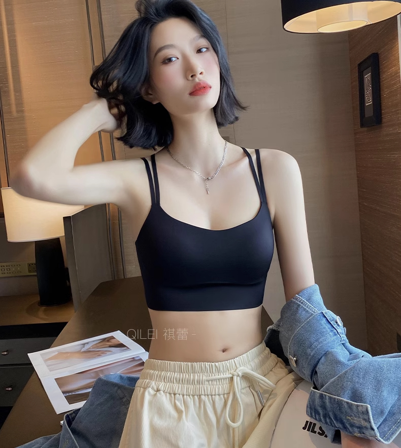吊带一体式免穿文胸背心女无痕