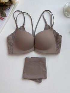 前扣细带内衣女聚拢提拉小胸深V性感无钢圈无痕美背文胸2022爆款