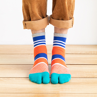 男士 棉袜防臭分趾袜子男夹趾木屐两指袜脚趾袜 中筒二指袜短筒秋季