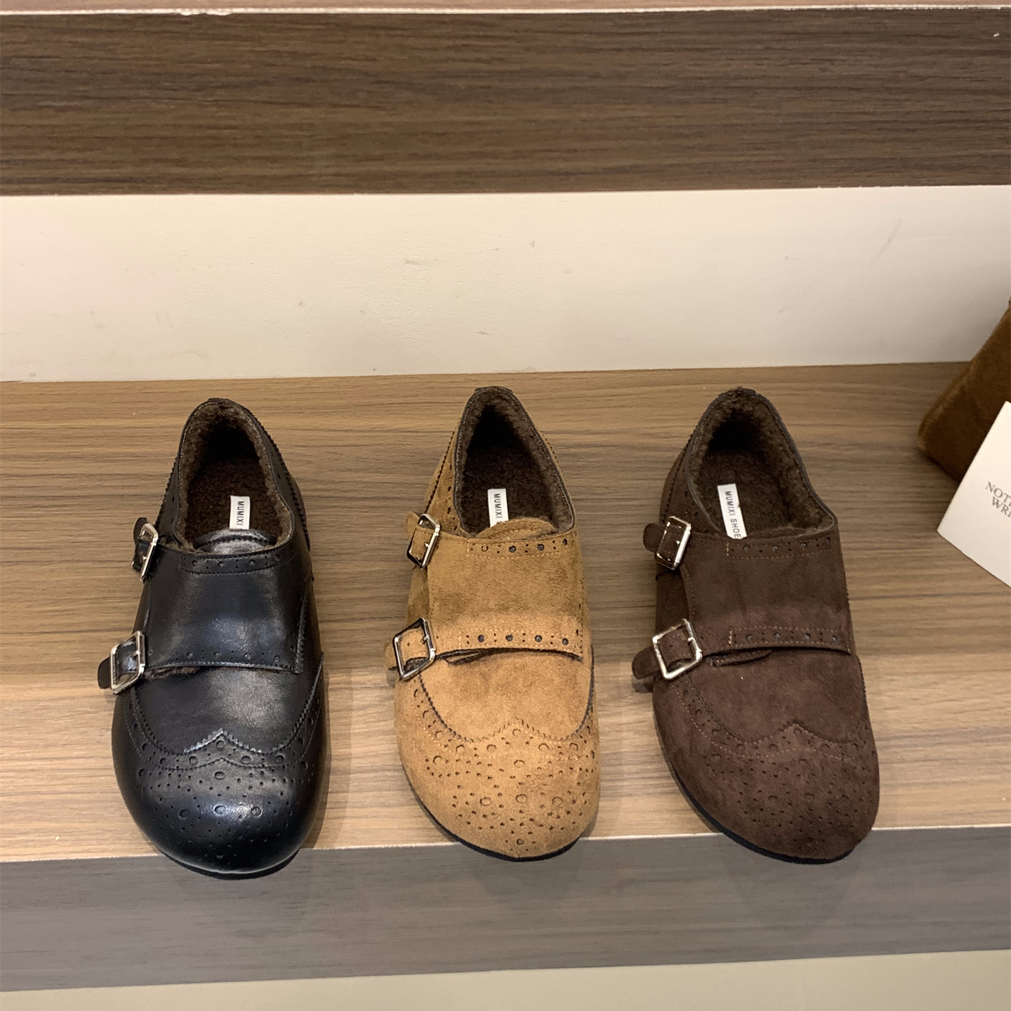 小皮鞋乐福单鞋女加绒毛毛鞋棉鞋